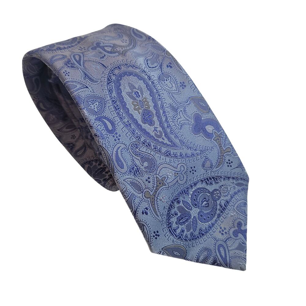 Geoffrey Beene‎ Blue 100% Silk Men's Paisley Formal Necktie 60" x 3.5" Tie